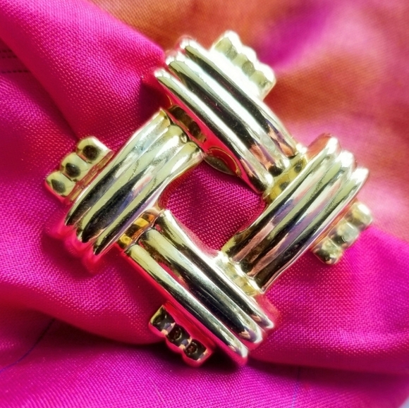 Vintage scarf clip gold tone diamond shape - Picture 1 of 9